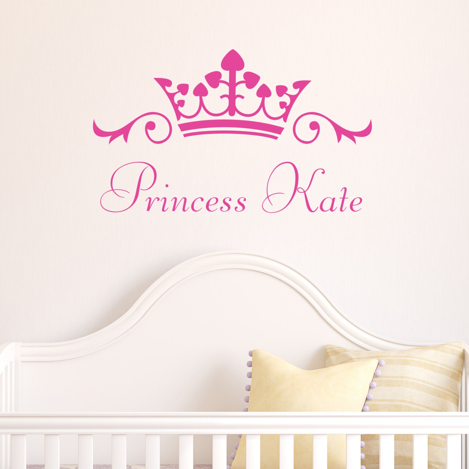 Personalised Girl Children Nursery Bedroom Name Wall Sticker Wall Decal Princess