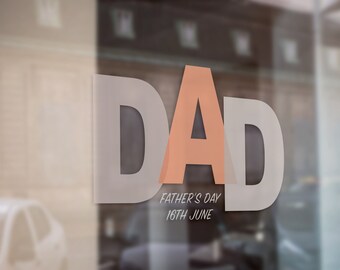 DAD Bold Block Letters, Father's Day, Window Retail Graphics. Visual Merchandising. Shop Window Sticker