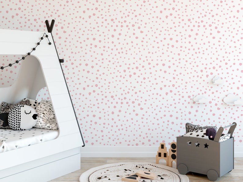 Pink Dalmatian Dots Self-Adhesive Wallpaper Peel & Stick Removable Wallpaper Feature Wall Fabric Wallpaper image 2