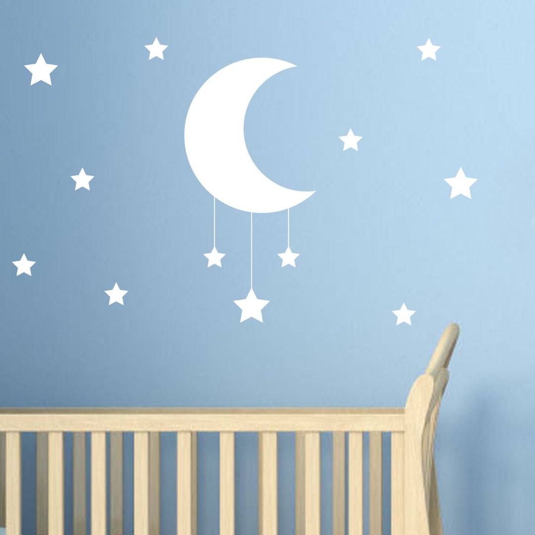 Moon and Stars Wall Sticker. Nursery Sticker Decoration - Etsy