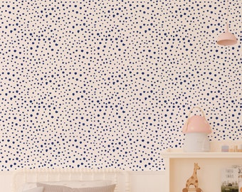 Shibori Blue Dalmatian Dots Self-Adhesive Wallpaper | Peel & Stick |Removable Wallpaper | Feature Wall | Fabric Wallpaper