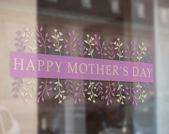 Mother's Day Floral Strip Retail vinyl  – Shop Sign & Window Vinyl Sticker –  Visual Merchandising Window Decal Display