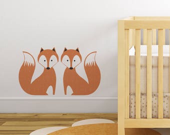 Wall Sticker Foxes - Decal - Fox Decor- woodland - Wall stickers - home decor - wall stickers nursery - kids wall stickers - fox print
