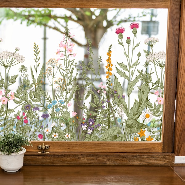 Wilde Blumen Doppelseitiger Fensteraufkleber