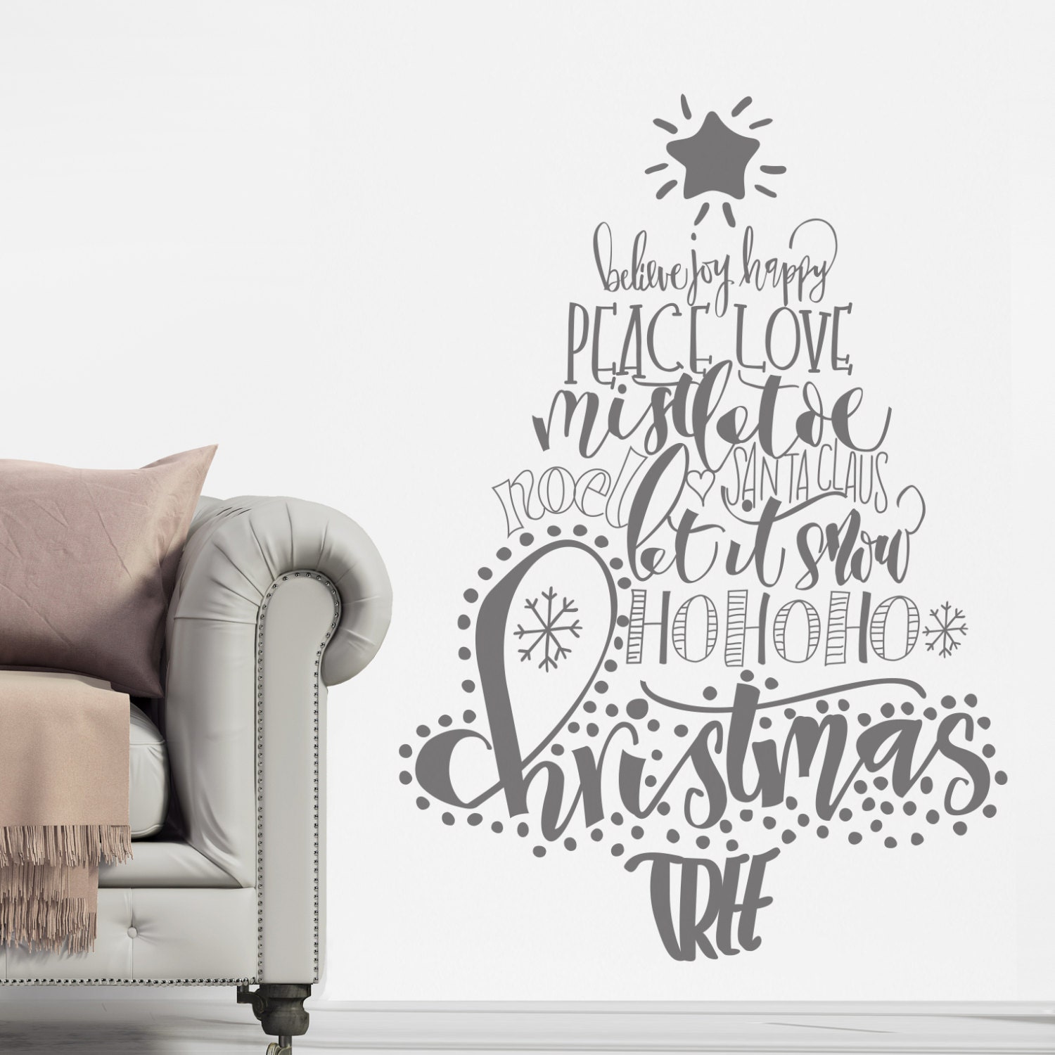 Calligraphie Christmas Tree Wall Sticker. Décorations de Maison Festives