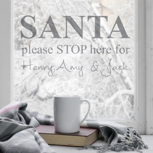 Personalised Santa Stop Here Wall Art Sticker - Decals - Wall Tattoo - Wall Art - Wall Quote - Home Decor - Wall Decor - Wall Decals - Santa