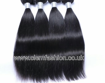 Paquete de 3 extensiones de cabello humano virgen peruano, grado 10A, liso, 300 g