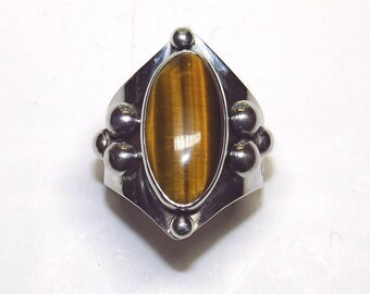 Sterling Tigers Eye Statement Ring