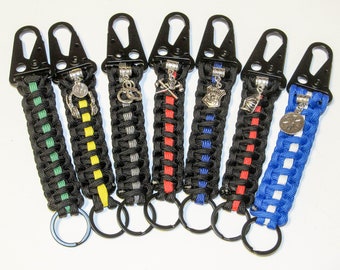 Thin Blue Line/Thin Red Line, Paracord Keychains