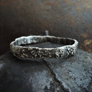 Silver bangle, statement bracelet, oxidized silver bracelet, solid silver 925