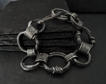 Chunky chain bracelet, oxidized silver bracelet 925, raw silver bracelet, brutalist bracelet