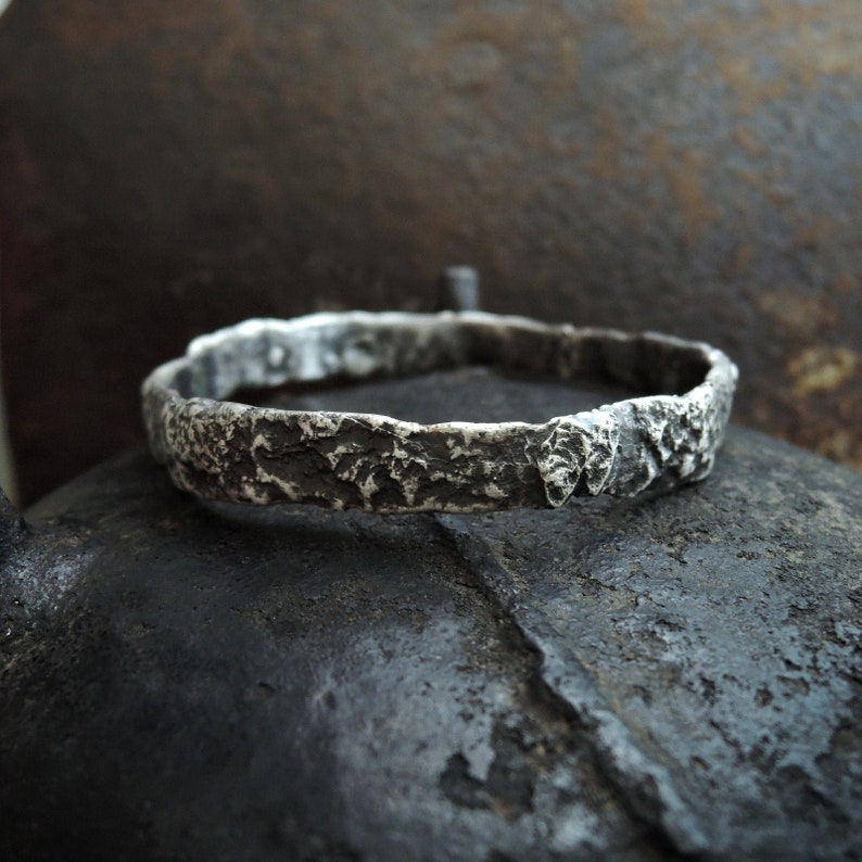 Silver bangle statement bracelet oxidized silver bracelet Etsy