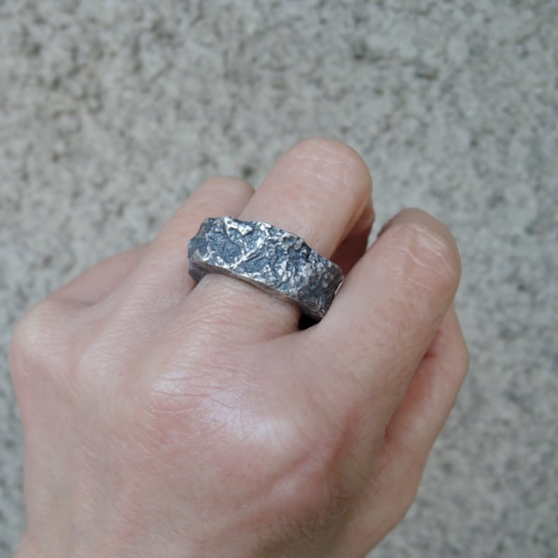 Chunky Sterling Silver Ring Men's Brutalist Ring Raw Etsy