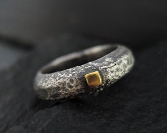 Silver and gold ring, solid silver 925,