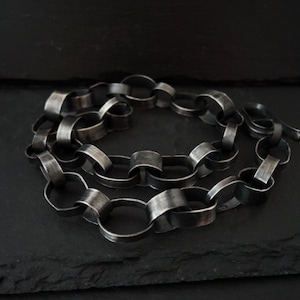 Oxidized Sterling Silver Chain Necklace: Oversize Statement Jewelry