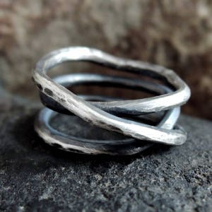 Men&#39;s silver ring, sterling silver band, oxidized silver ring