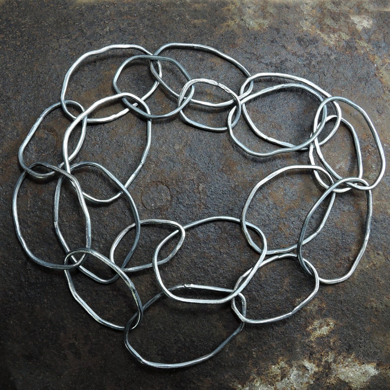 heavy chain necklace raw chain necklace raw silver necklace statement necklace, oxidized silver