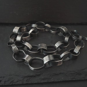 Chunky sterling silver necklace, chain necklace, oxidized silver chain, modern solid silver 925