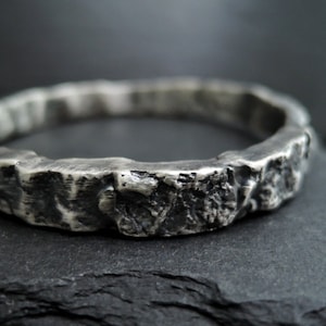 Heavy sterling silver bracelet, chunky silver bangle, statement bracelet