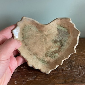 Handmade pottery autumn shades ceramic leaf shaped Soap dish / trinket dish