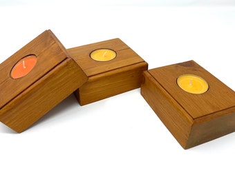 Small Tea light candle holder from reclaimed wood for one candle / timber rustic tea light holder / handmade eco friendly