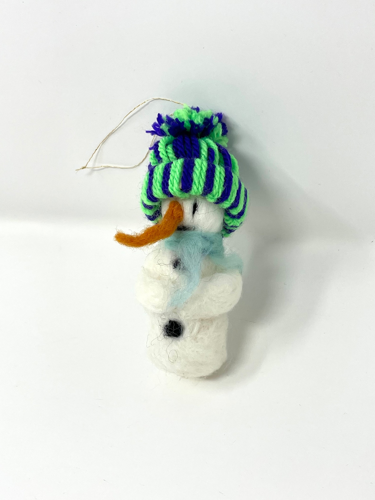 Mini Wool Needle Felted Snowman Hanging Christmas Ornaments Etsy