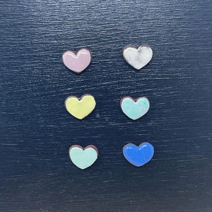 Set of 6 pastel coloured mini Ceramic love heart magnets / Valentine’s heart fridge magnets/ set of 6 magnets