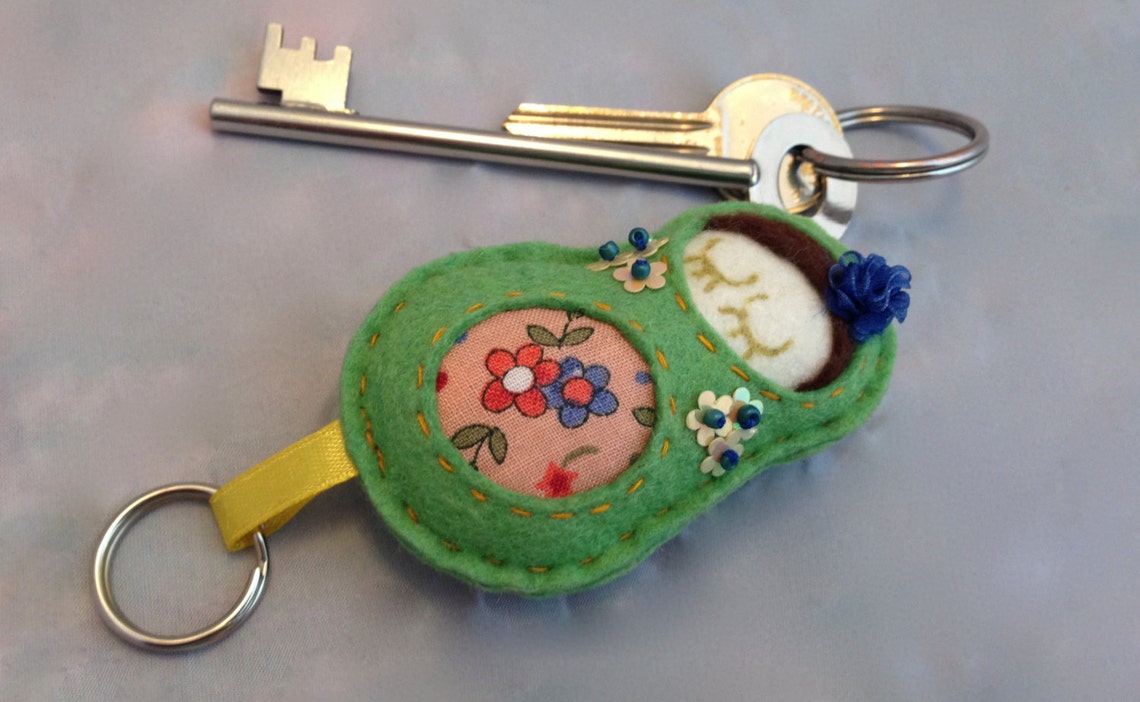 Handmade felt russian doll keyring matryoshka keychain for Etsy