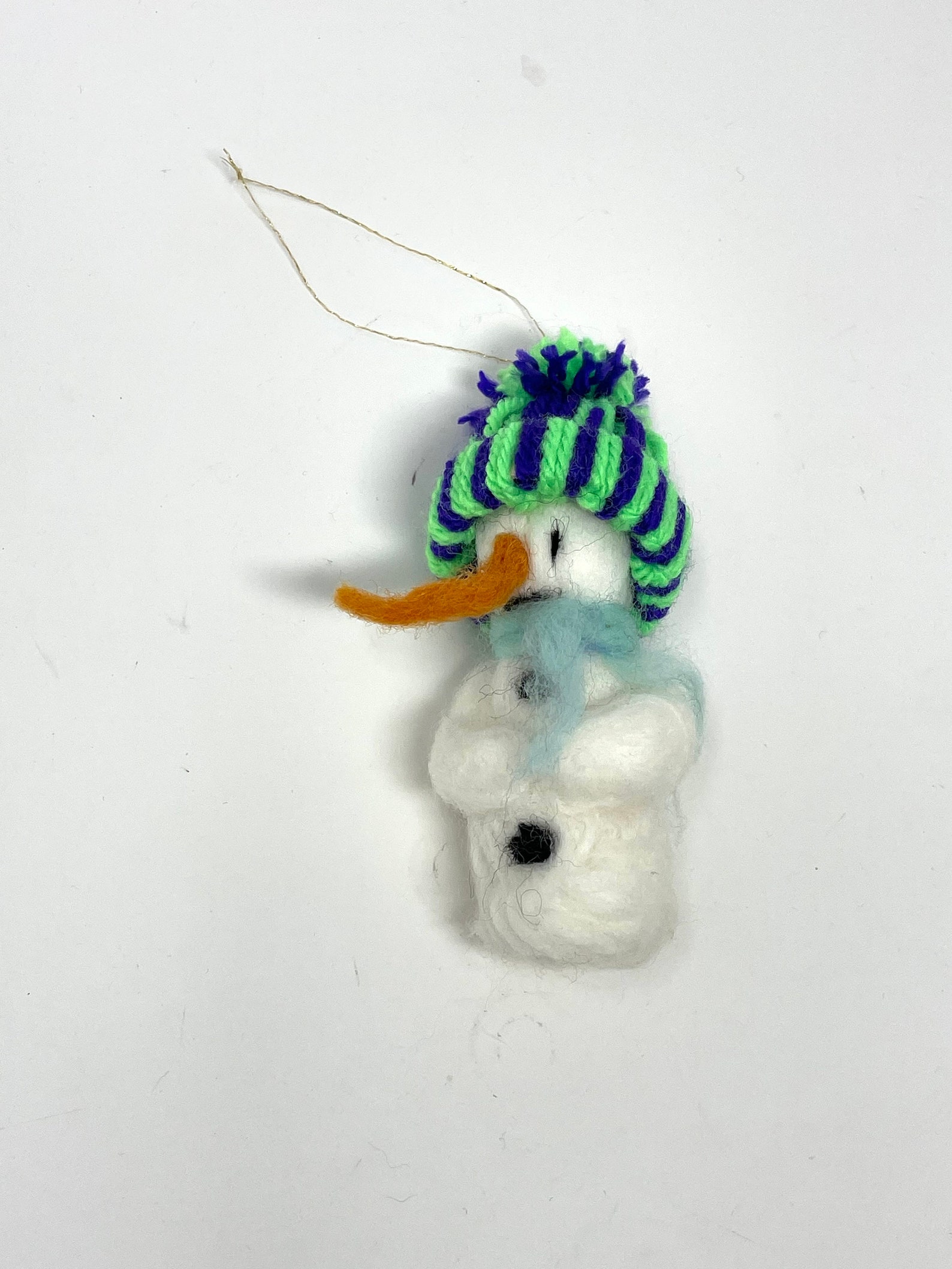 Mini Wool Needle Felted Snowman Hanging Christmas Ornaments Etsy