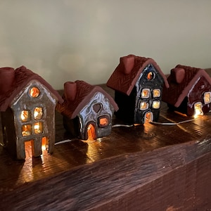 Miniature Ceramic pottery House / handmade tiny pottery cottage / Mini house ornament