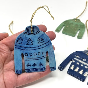 Handmade pottery Christmas jumper pendant ornaments / Christmas jumper Tree decor