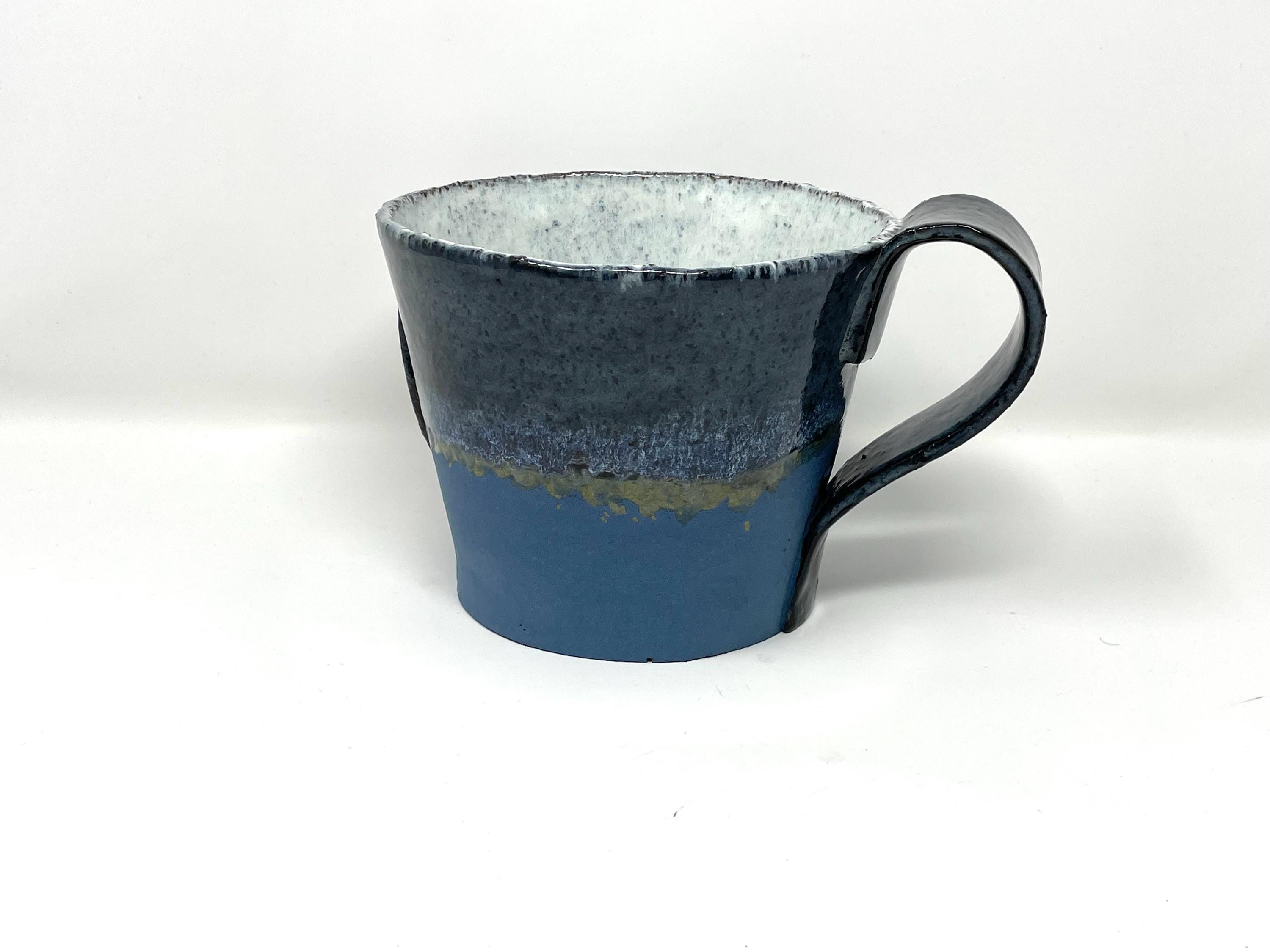 Handcrafted XXL Ceramic Mug: 1 Litre Pottery Coffee Cup with Copper "D"