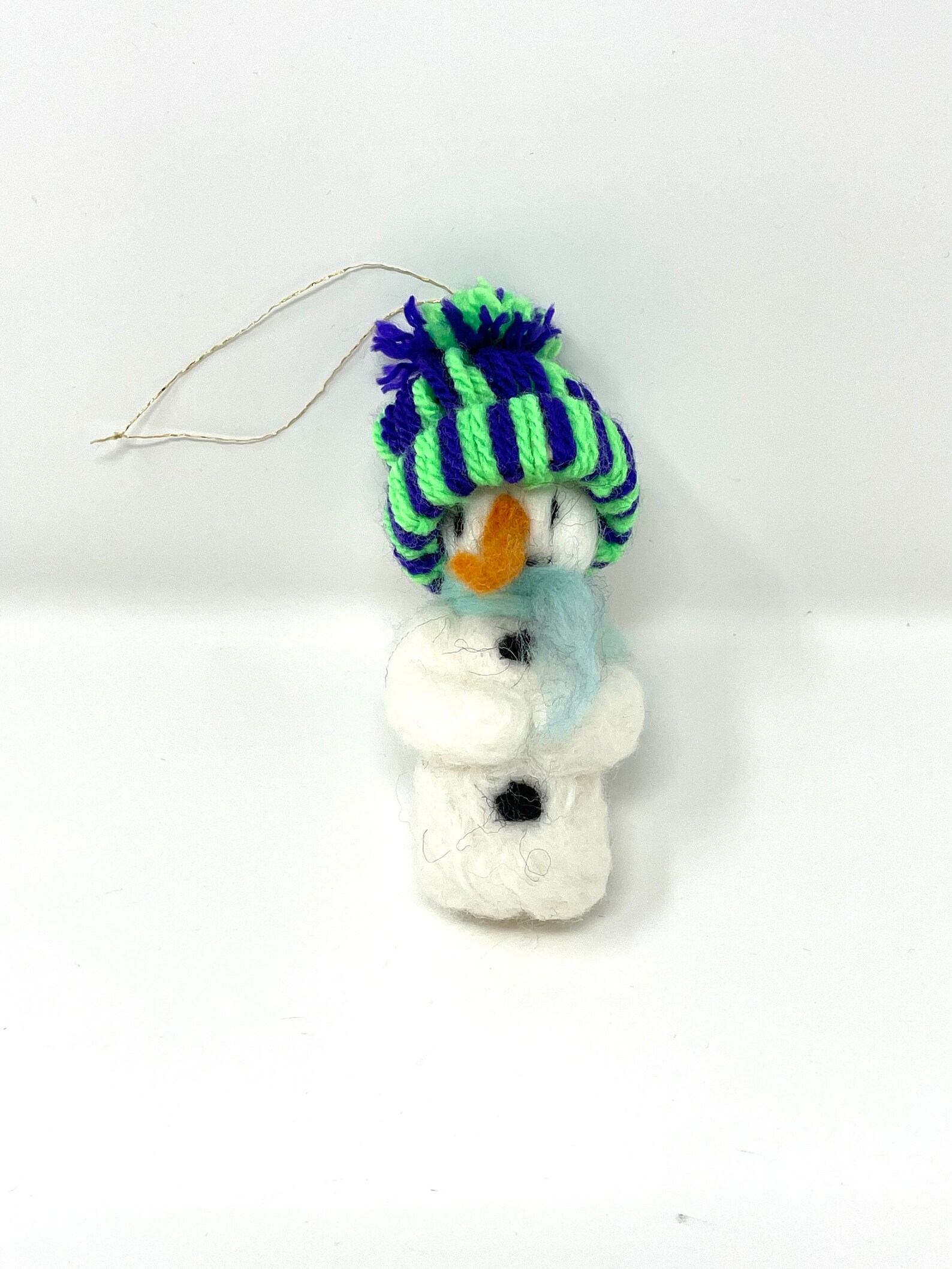 Mini Wool Needle Felted Snowman Hanging Christmas Ornaments Etsy