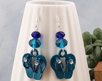 Flipflops are Life Earrings, Silver Plated Earring Wire