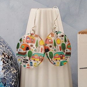 SS Life is an Adventure Camping Earrings - Laser cut Lightweight Acrylic earrings - Sterling Silver Hooks