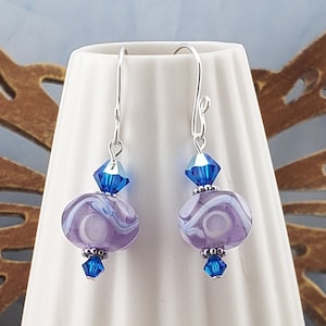 SF Create Beauty Artisan Glass Earrings, Lampwork Glass Bead handcrafted by a talented artisan, Silver Filled Earring Wire