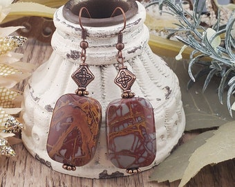 Noreena Jasper Earrings, Copper Earring Wire
