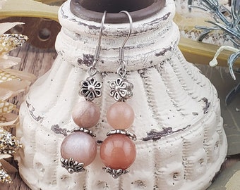 Sunstone Earrings, Stainless Steel Earring Wire