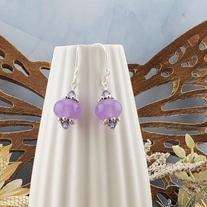 Moonberry Kiss Artisan Glass Earrings, Lampwork Glass Bead handcrafted by a talented artisan, Silver Filled Earring Wire