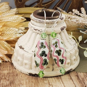 Keeping Hope Alive Artisan Glass Earrings, Lampwork Glass Bead handcrafted by a talented artisan, Silver Filled Earring Wire