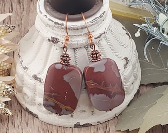 Noreena Jasper Earrings, Copper Earring Wire