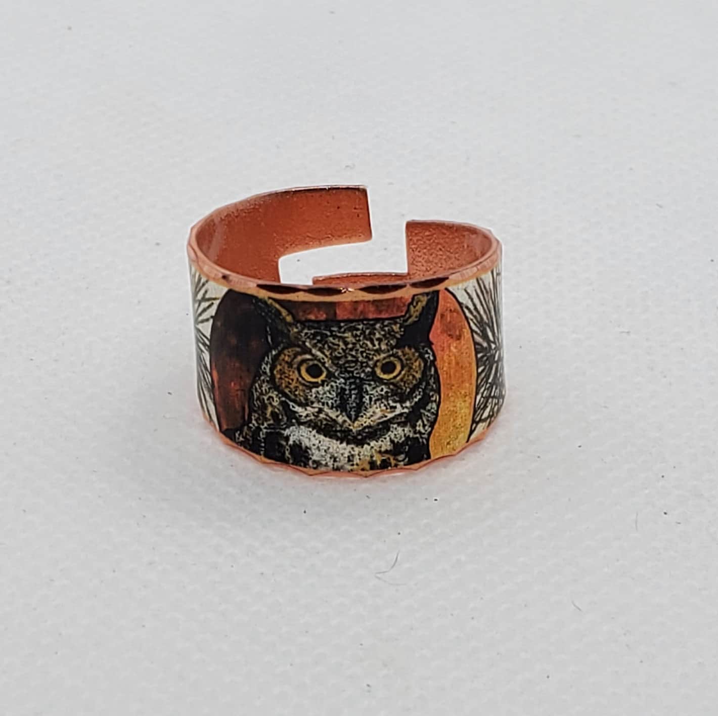 CRIN -  Owl Ring - Beautiful adjustable COPPER ring.