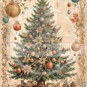 A4 Vintage Christmas Tree Rice Paper