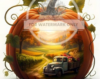 A4 Pumpkin Truck Rice Paper - Fall, Autumn