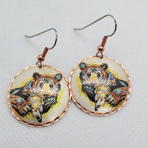 CEA -  Beautiful Bear COPPER earrings - Surgical Steel Hypo Allergenic Earwires.