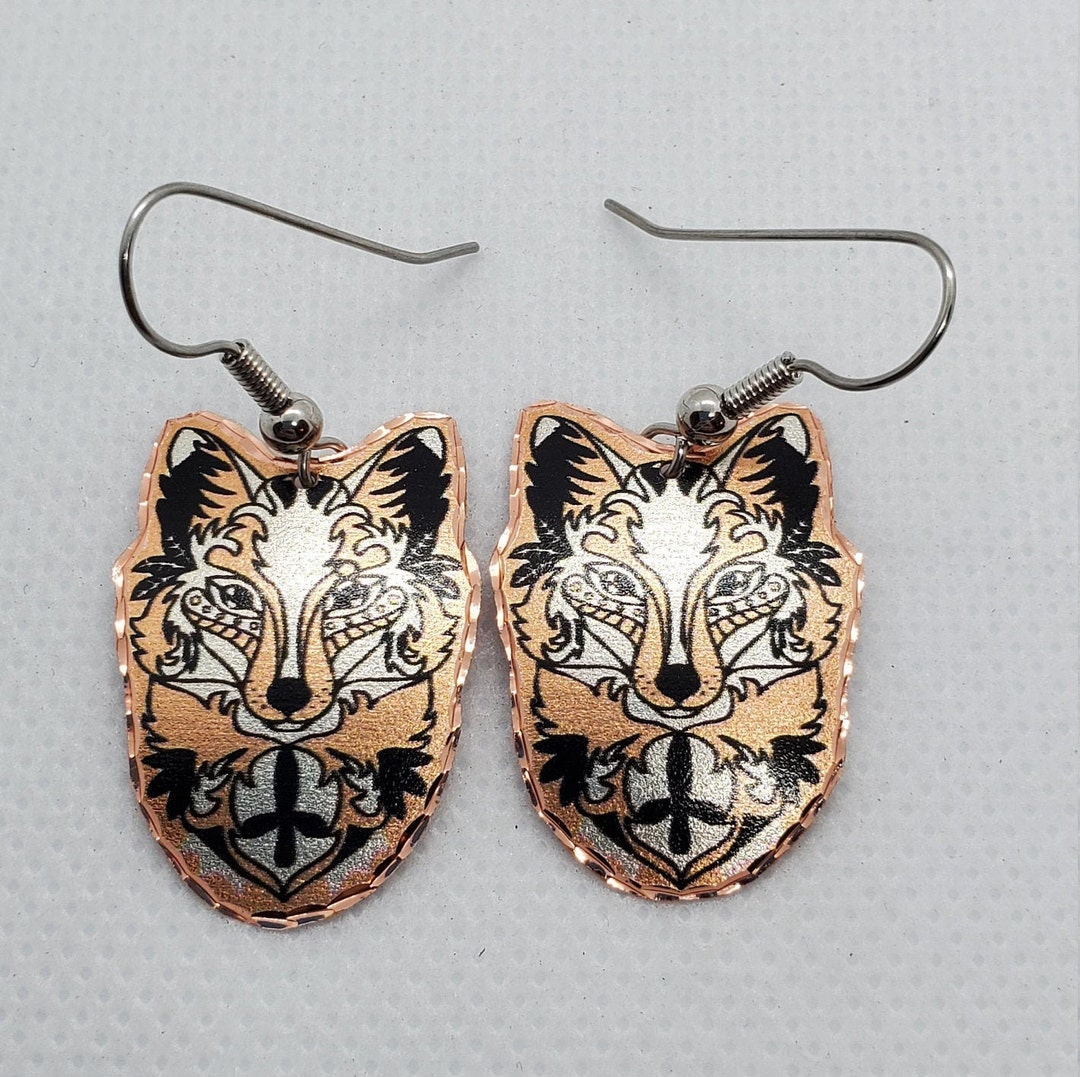 EA Beautiful Fox COPPER Earrings Surgical Steel Hypo Etsy