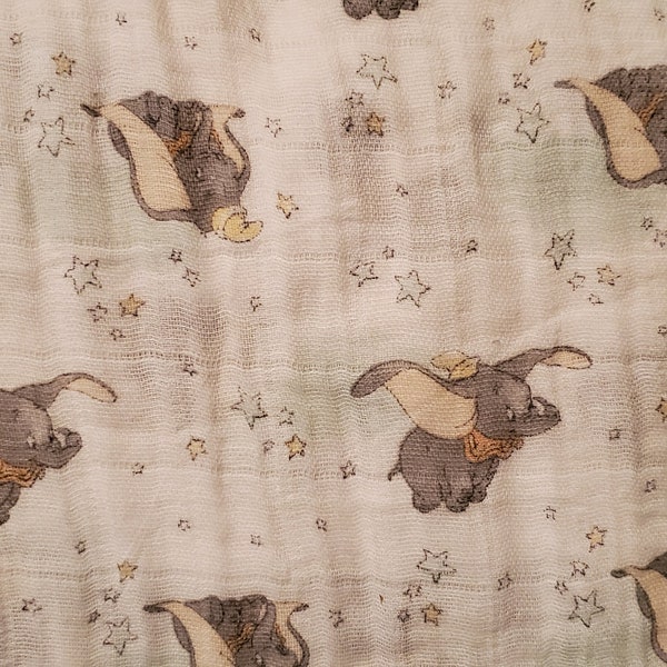 Disney Dumbo Swaddling Fabric by the half yard. 100% Cotton.