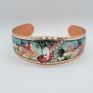 CBR - Fabulous Hummingbird - Beautiful adjustable COPPER cuff bracelet.