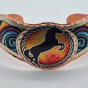 CBR - Western Art Horse Bracelet - Beautiful adjustable COPPER cuff bracelet.