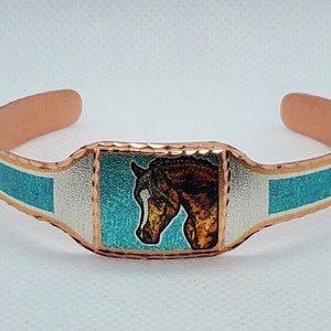 CBR -Horse - Beautiful adjustable COPPER cuff bracelet.